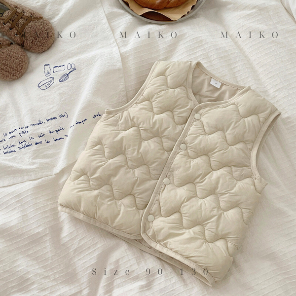 Áo gile phao trơn quả trám Bé trai/Bé gái từ 1-5 Tuổi