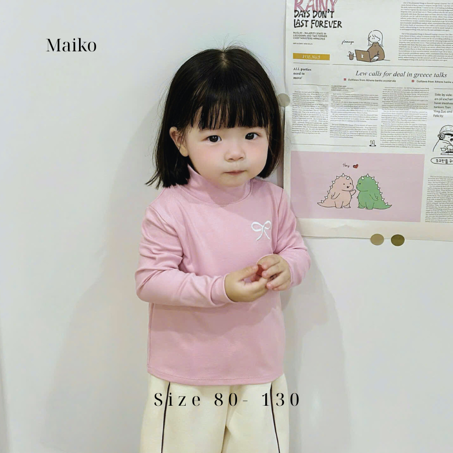 ÁO GIỮ NHIỆT THÊU NƠ/ GẤU BÉ GÁI 1-6Y