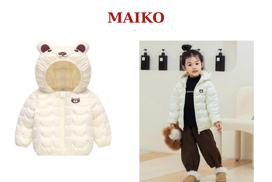 Áo phao nhũ mũ gấu Bé trai - Bé gái 80/120