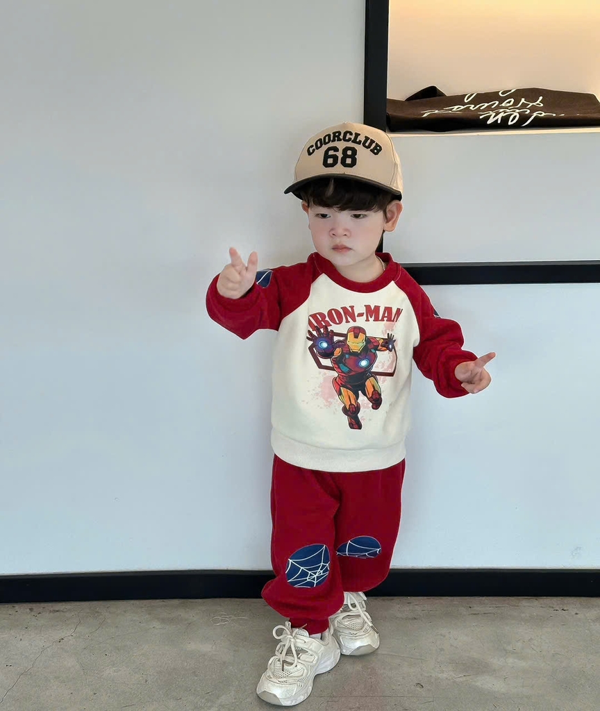 BỘ NỈ AIRON MAN BÉ TRAI 1-8 TUỔI