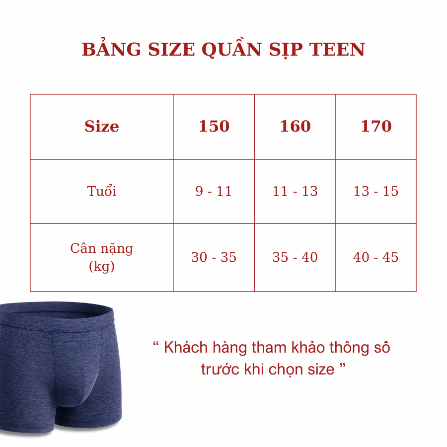 [ƯU ĐÃI]  Sịp đùi Teen Bé Trai BT524 (30 - 45KG)