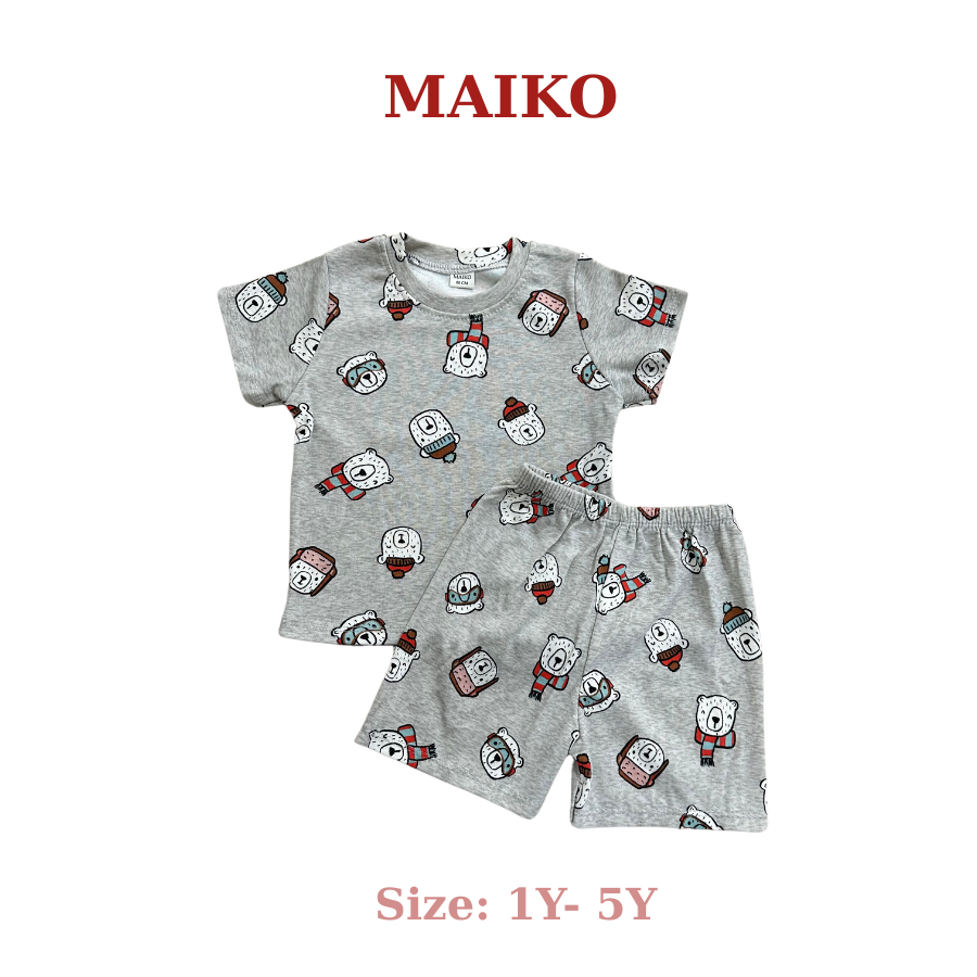 Bộ cotton cộc tay in tràn BÉ TRAI 80-120
