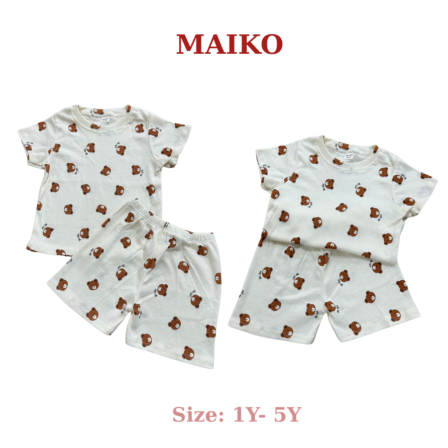 Bộ cotton cộc tay in tràn BÉ TRAI 80-120