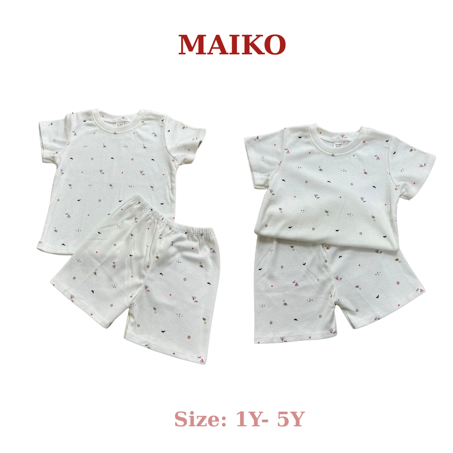 Bộ cotton cộc tay in tràn BÉ TRAI 80-120