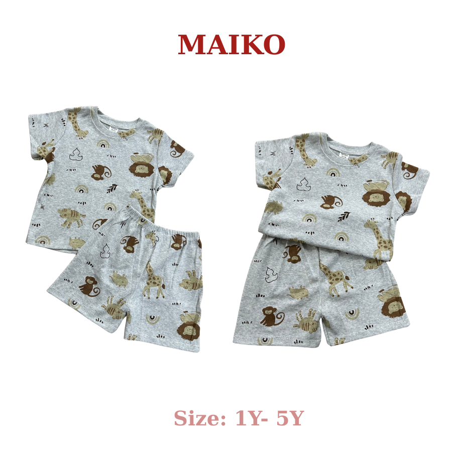 Bộ cotton cộc tay in tràn BÉ TRAI 80-120