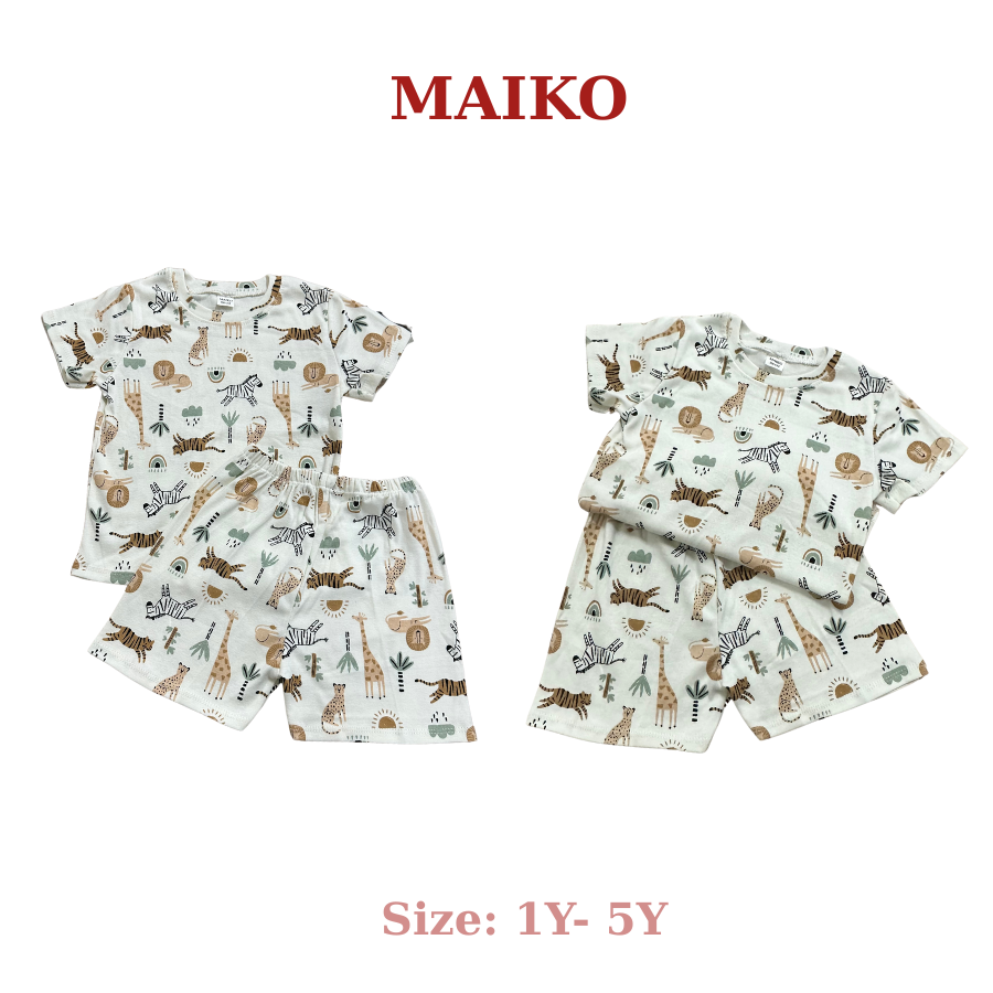 Bộ cotton cộc tay in tràn BÉ TRAI 80-120