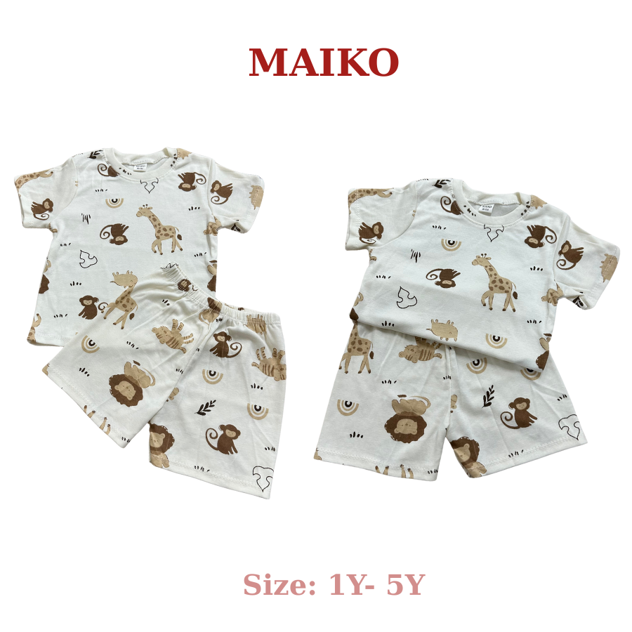 Bộ cotton cộc tay in tràn BÉ TRAI 80-120