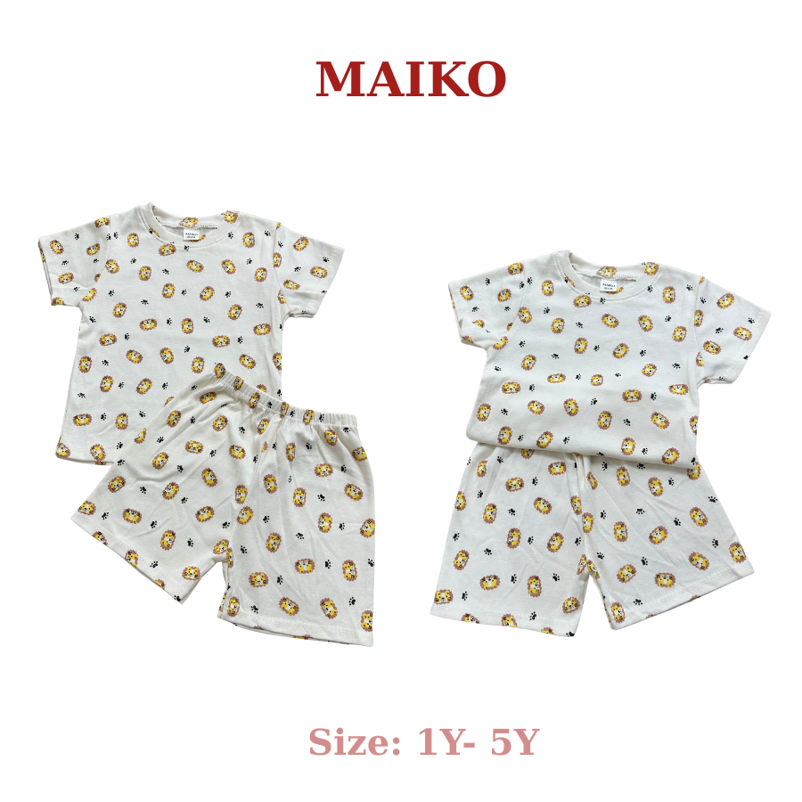 Bộ cotton cộc tay in tràn BÉ TRAI 80-120