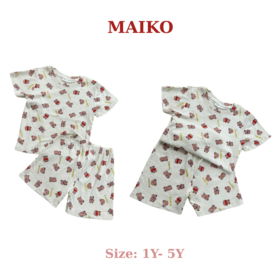Bộ cotton cộc tay in tràn BÉ TRAI 80-120