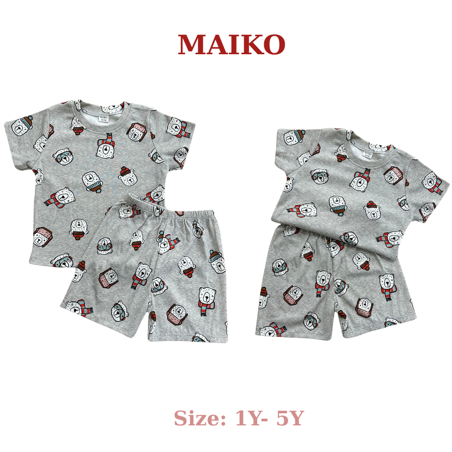 Bộ cotton cộc tay in tràn BÉ TRAI 80-120