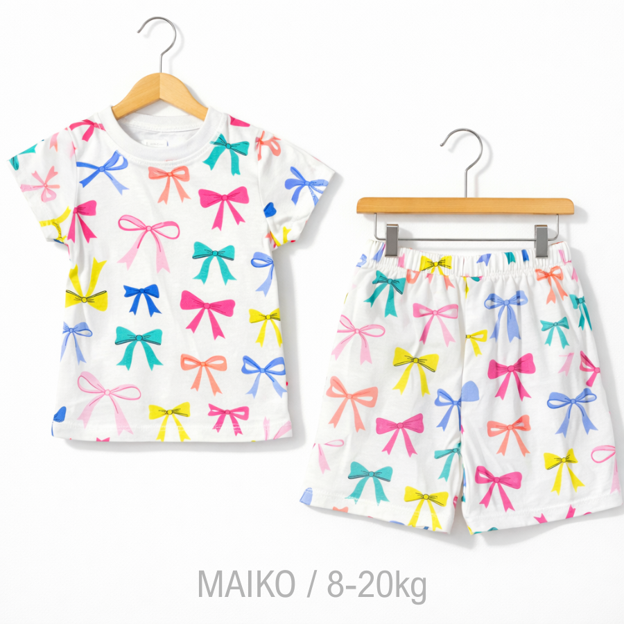 BỘ COTTON CỘC TAY IN TRÀN BÉ GÁI 1-5Y