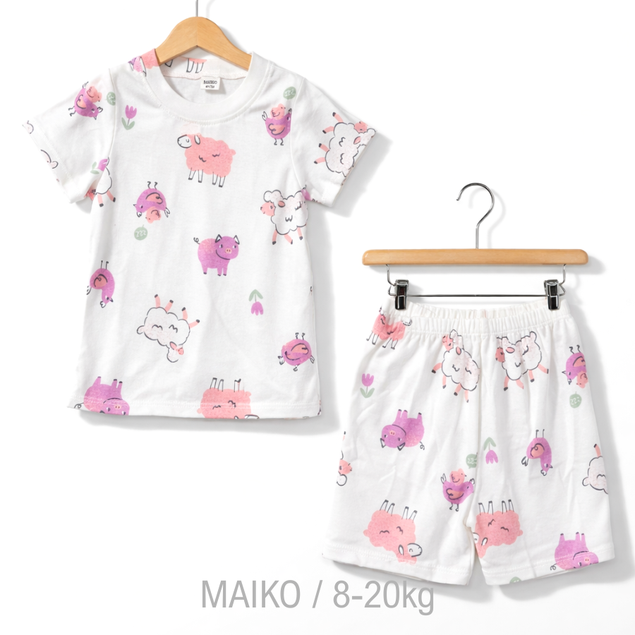 BỘ COTTON CỘC TAY IN TRÀN BÉ GÁI 1-5Y