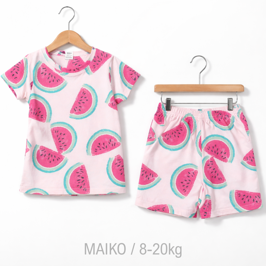 BỘ COTTON CỘC TAY IN TRÀN BÉ GÁI 1-5Y