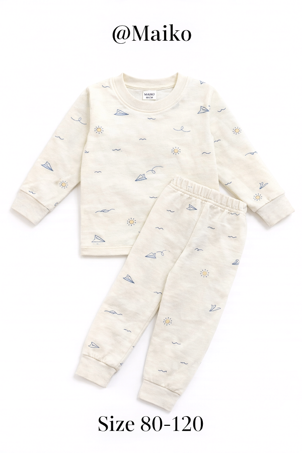 BỘ COTTON DÀI TAY IN TRÀN BÉ TRAI 1-5Y