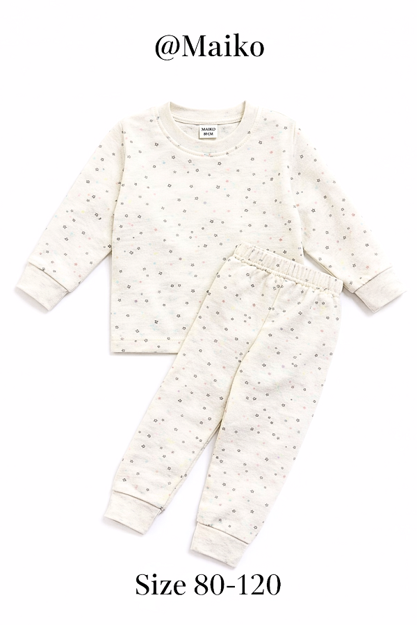 BỘ COTTON DÀI TAY IN TRÀN BÉ GÁI 1-5Y