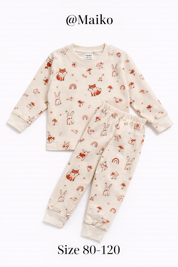 BỘ COTTON DÀI TAY IN TRÀN BÉ TRAI 1-5Y