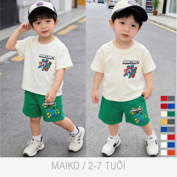 BỘ CỘC TAY COTTON IN HỌA TIẾT BÉ TRAI 2-7 TUỔI