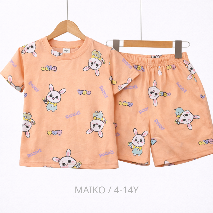 BỘ CỘC TAY COTTON 4 CHIỀU IN TRÀN BÉ GÁI 4-14 TUỔI 