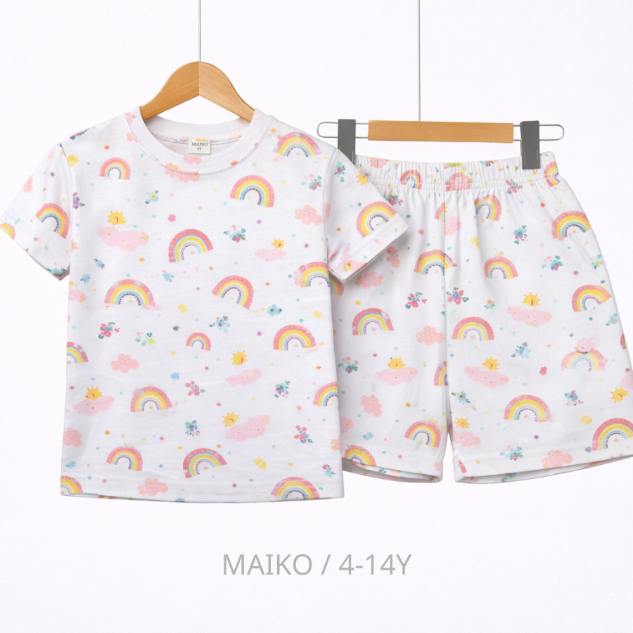 BỘ CỘC TAY COTTON 4 CHIỀU IN TRÀN BÉ GÁI 4-14 TUỔI 