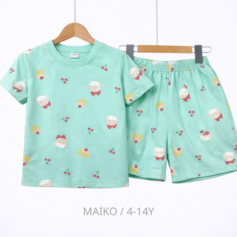 BỘ CỘC TAY COTTON 4 CHIỀU IN TRÀN BÉ GÁI 4-14 TUỔI 