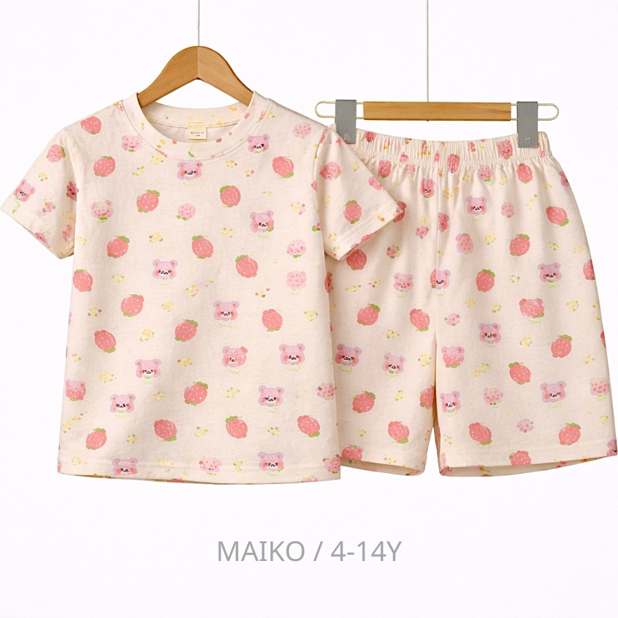 BỘ CỘC TAY COTTON 4 CHIỀU IN TRÀN BÉ GÁI 4-14 TUỔI 