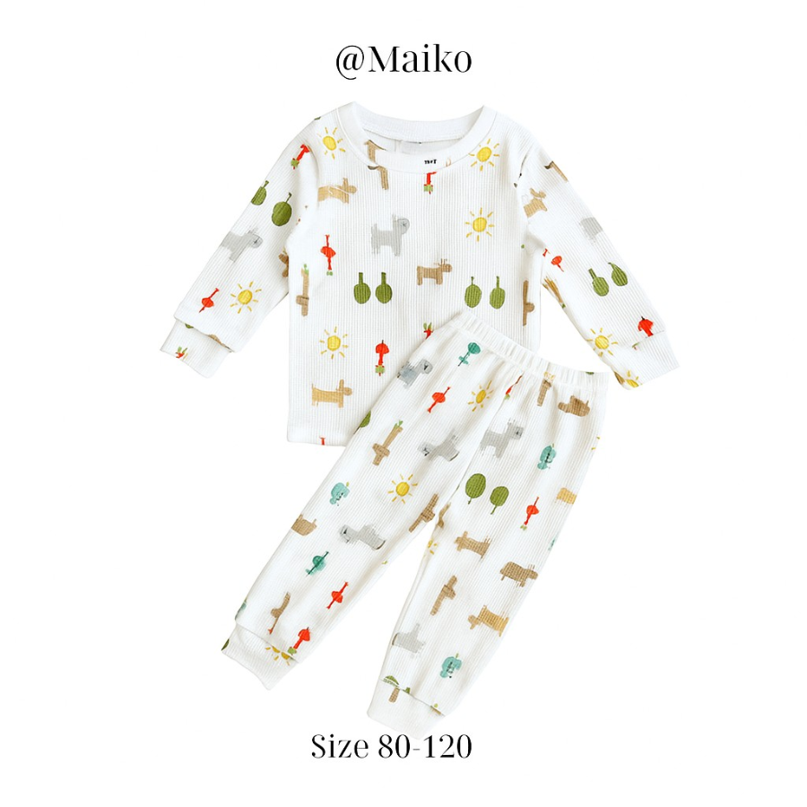 Bộ Borip cotton dài tay Thu - Đông Bé gái từ 1 - 5 Tuổi