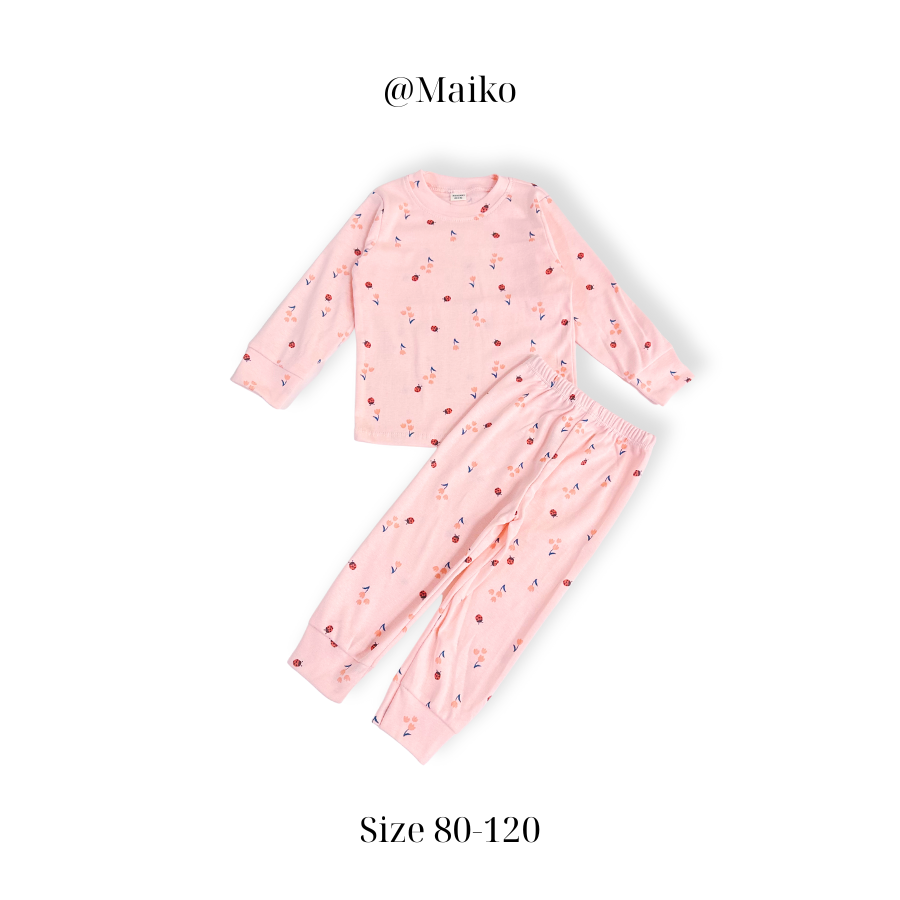 BỘ COTTON DÀI TAY IN TRÀN BÉ GÁI 1-5Y