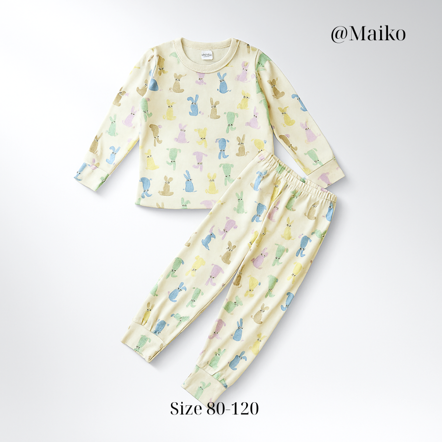 Bộ Borip cotton dài tay Thu - Đông Bé gái từ 1 - 5 Tuổi