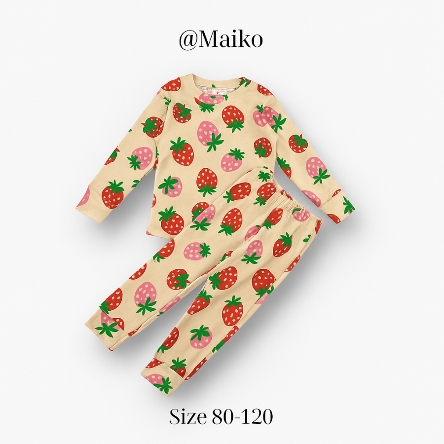 Bộ Borip cotton dài tay Thu - Đông Bé gái từ 1 - 5 Tuổi