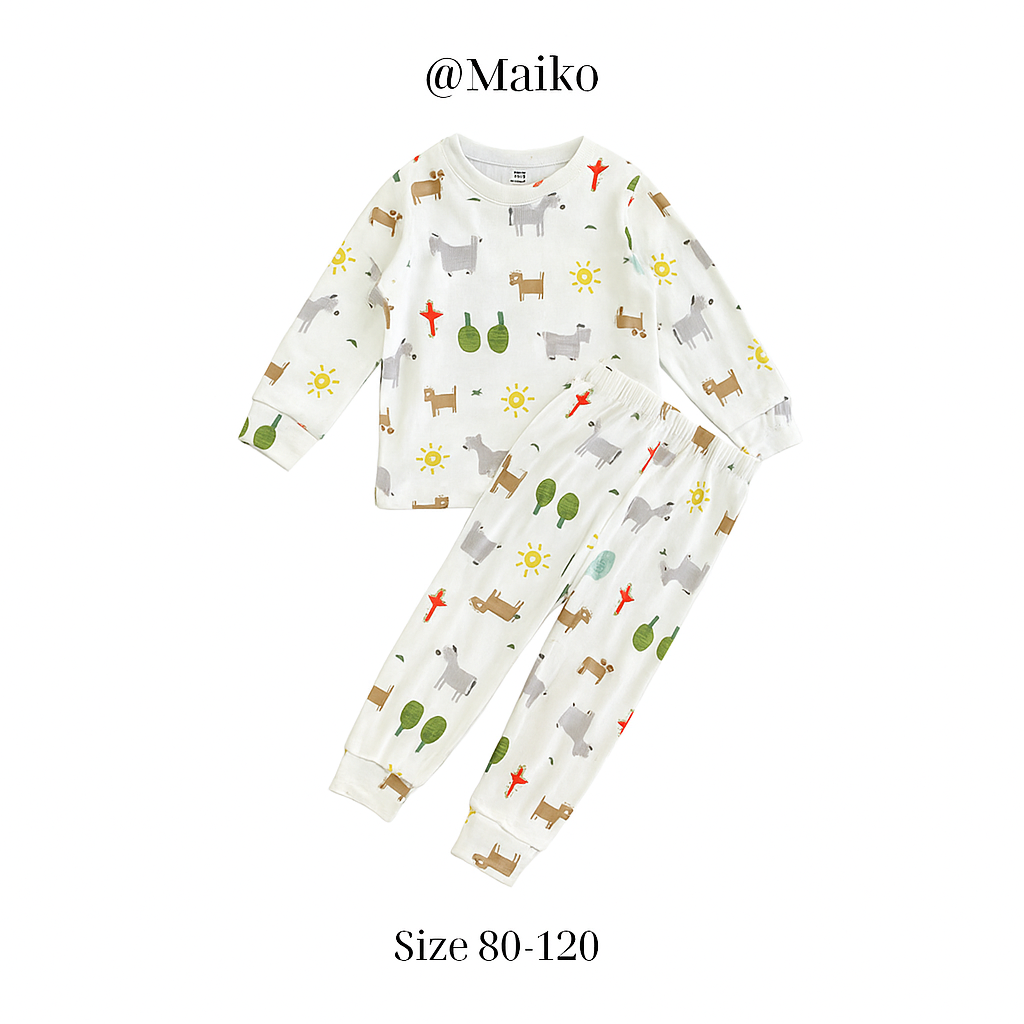 Bộ Borip cotton dài tay Thu-Đông Bé trai từ 1-5 Tuổi