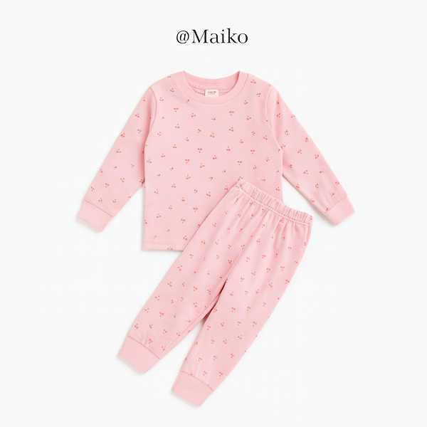 Bộ Borip cotton dài tay Thu - Đông Bé gái từ 1 - 5 Tuổi