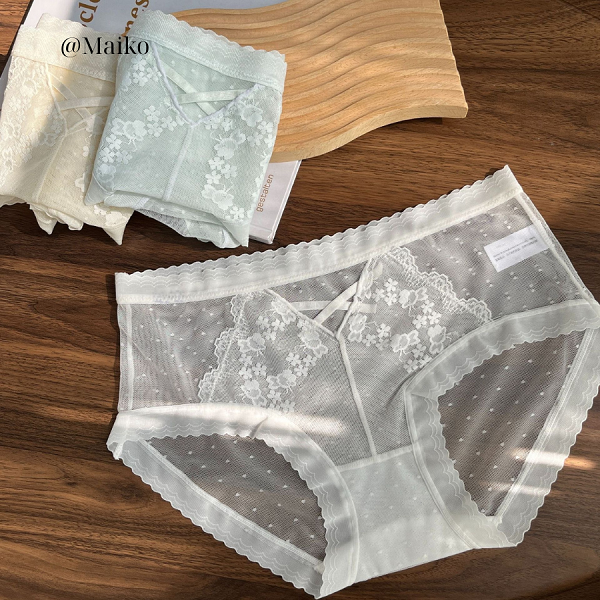 QUẦN LÓT REN CHẤM BI CAO CẤP FREESIZE 46-62kg