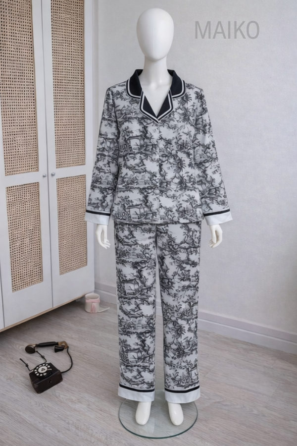 BỘ PIJAMA LỤA TƠ TẰM DÀI TAY