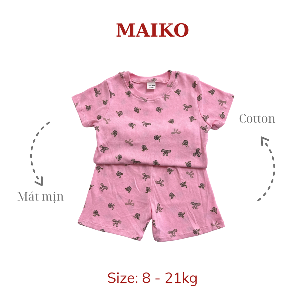[COMBO 3 BỘ] cotton cộc tay Bé Gái từ 1 - 5 tuổi