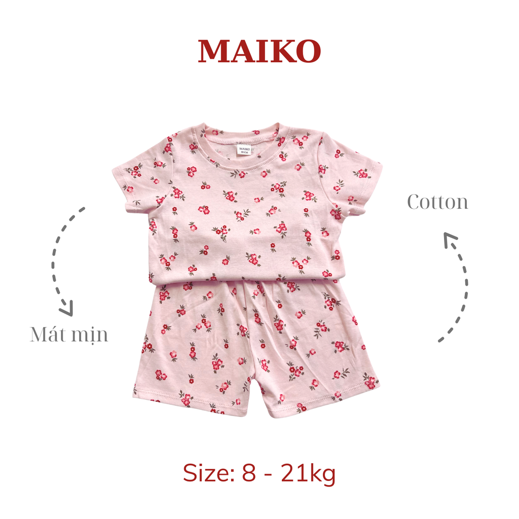 [COMBO 3 BỘ] cotton cộc tay Bé Gái từ 1 - 5 tuổi