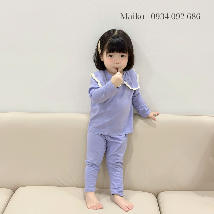 BỘ COTTON 4 CHIỀU CỔ NƠ BÉ GÁI 1- 5Y