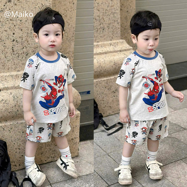 BỘ COTTON BÉ TRAI SPIDERMAN SIZE 90-150