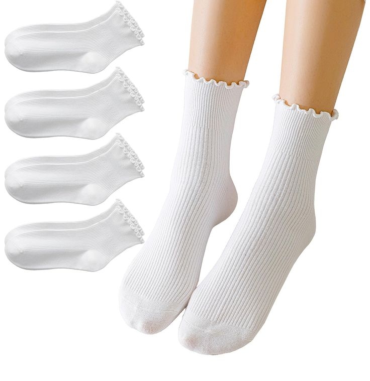 Tất cổ cao viền bèo màu trắng