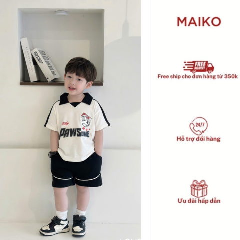 Set polo chữ pawsome size 80-140