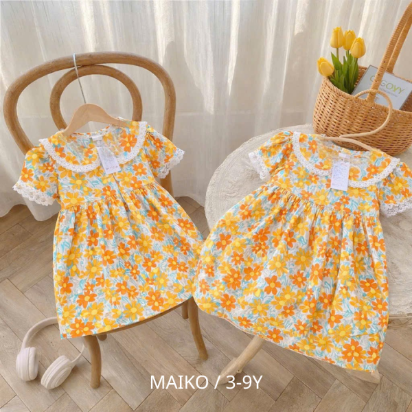 VÁY LANH HOA MÙA HÈ DÀNH CHO BÉ GÁI 3-9 TUỔI