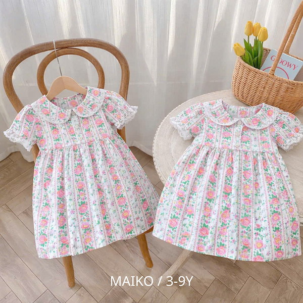 VÁY LANH HOA MÙA HÈ DÀNH CHO BÉ GÁI 3-9 TUỔI