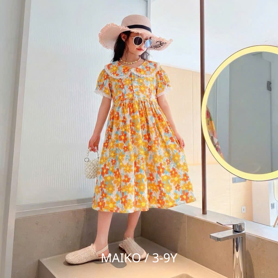 VÁY LANH HOA MÙA HÈ DÀNH CHO BÉ GÁI 3-9 TUỔI