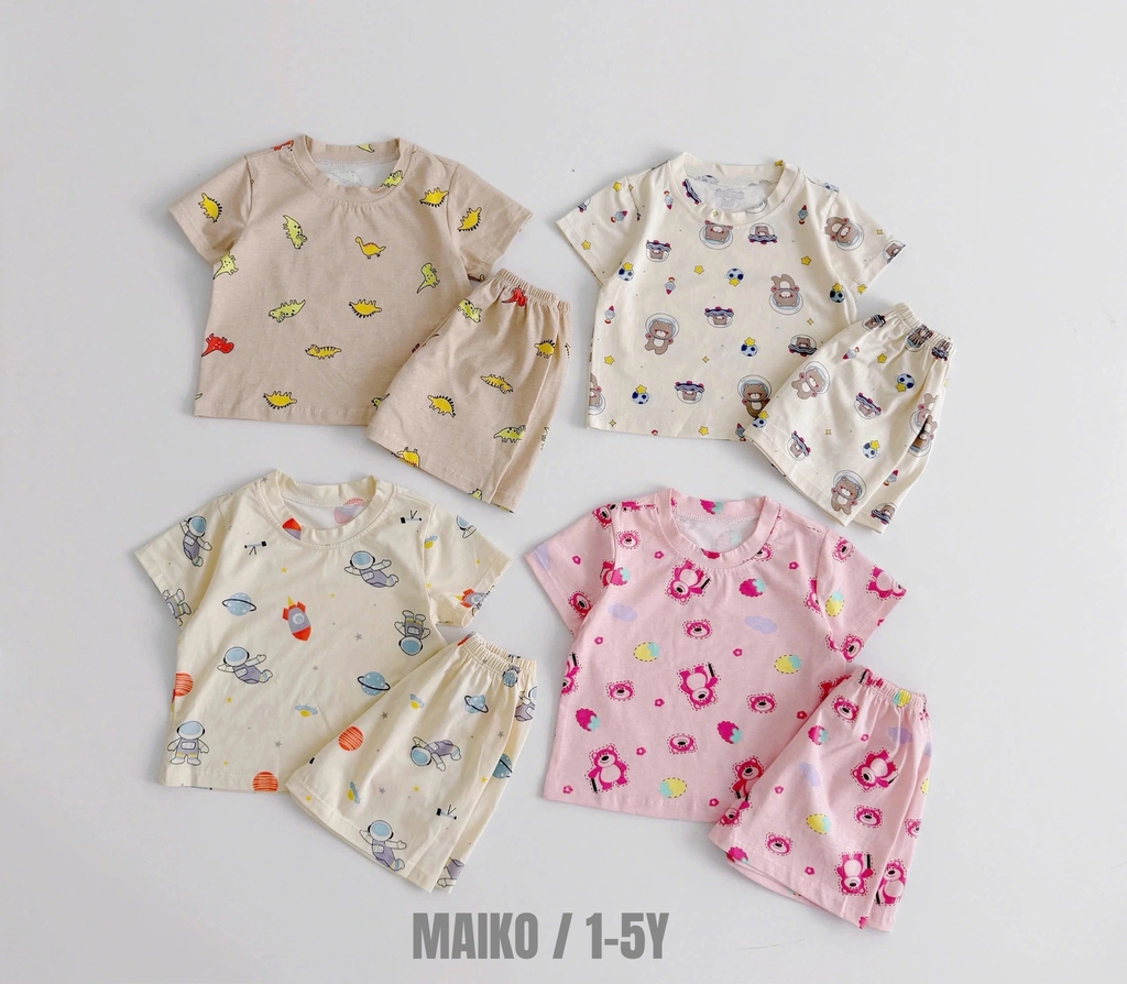 BỘ COTTON CỘC TAY 4 CHIỀU HÀN QUỐC 1-5 TUỔI