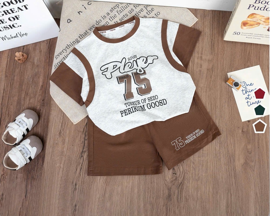 BỘ COTTON BÉ TRAI PLEYER 75 SIZE 1-7 TUỔI