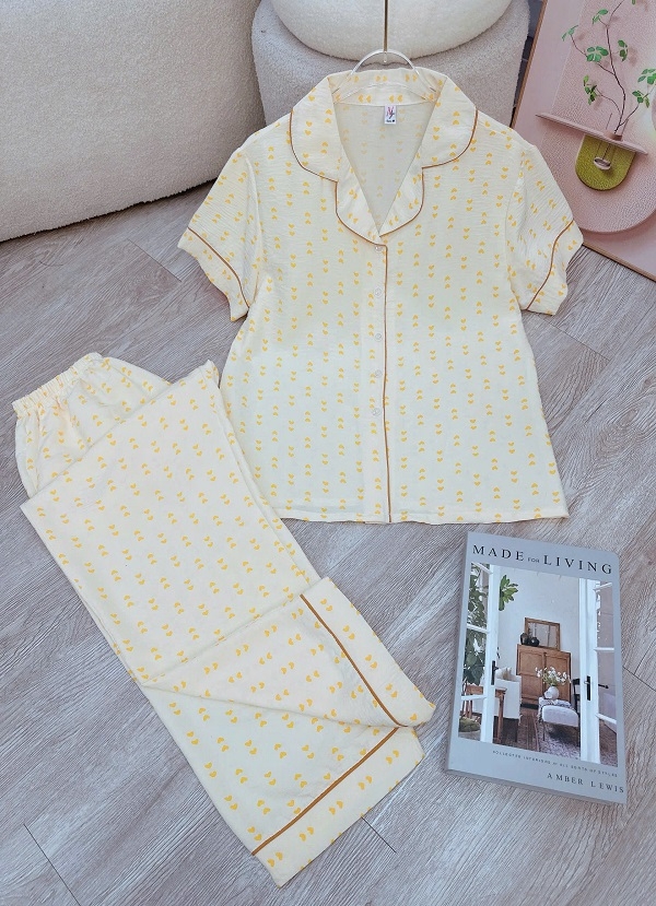 BỘ PIJAMA QUẦN DÀI ÁO CỘC COTTON HÀN