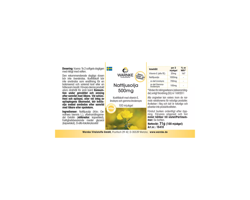 Viên Uống Tinh Dầu Hoa Anh Thảo Warnke Nachtkerzenol 500mg