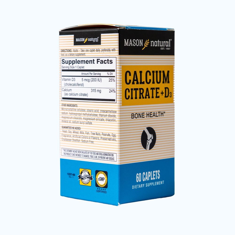 Viên uống MASON NATURAL CALCIUM CITRATE + D3 Hỗ Trợ Xương Chắc Khỏe Hộp 60 viên