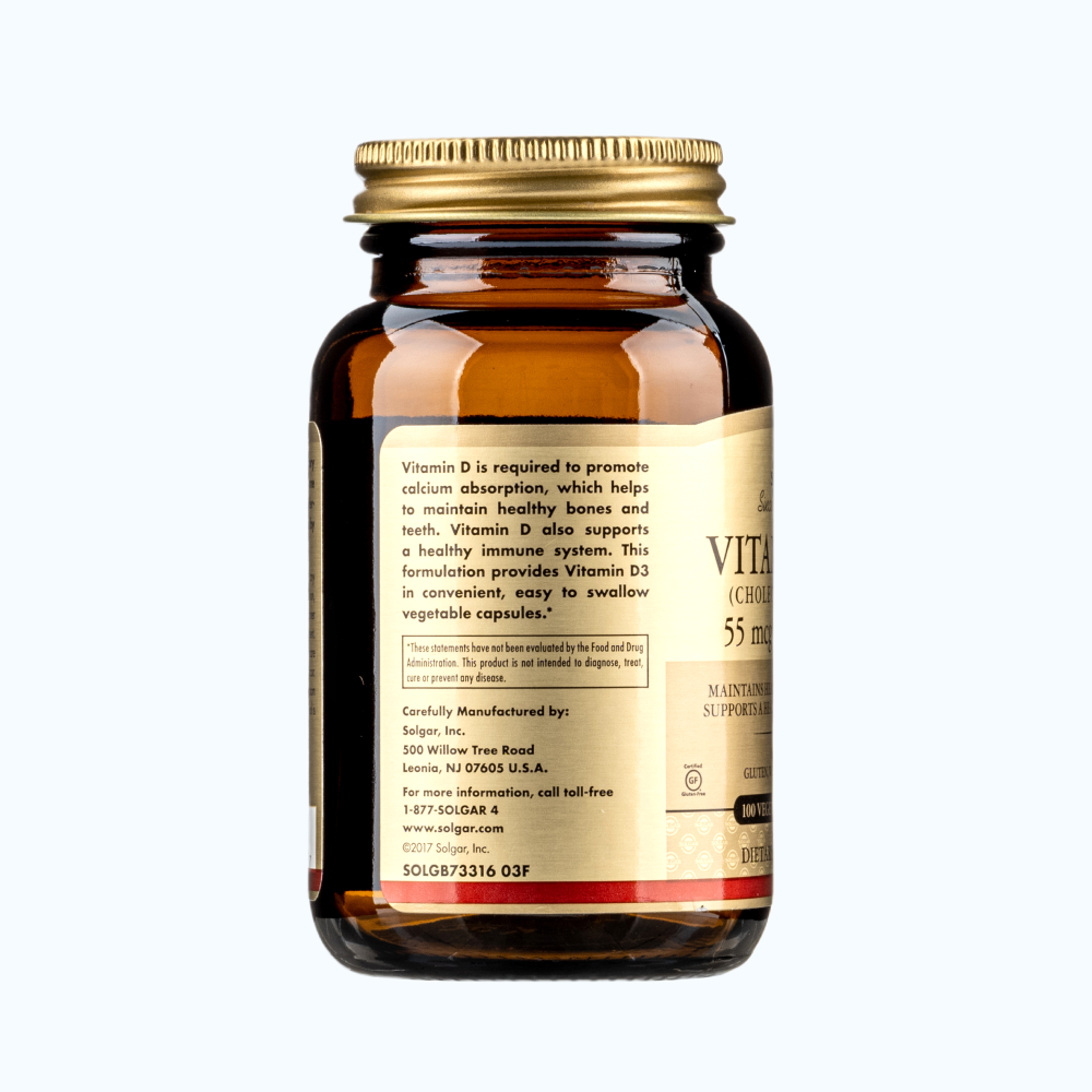 Solgar Vitamin D3 2200IU Hỗ Trợ Xương (Chai 100 Viên)