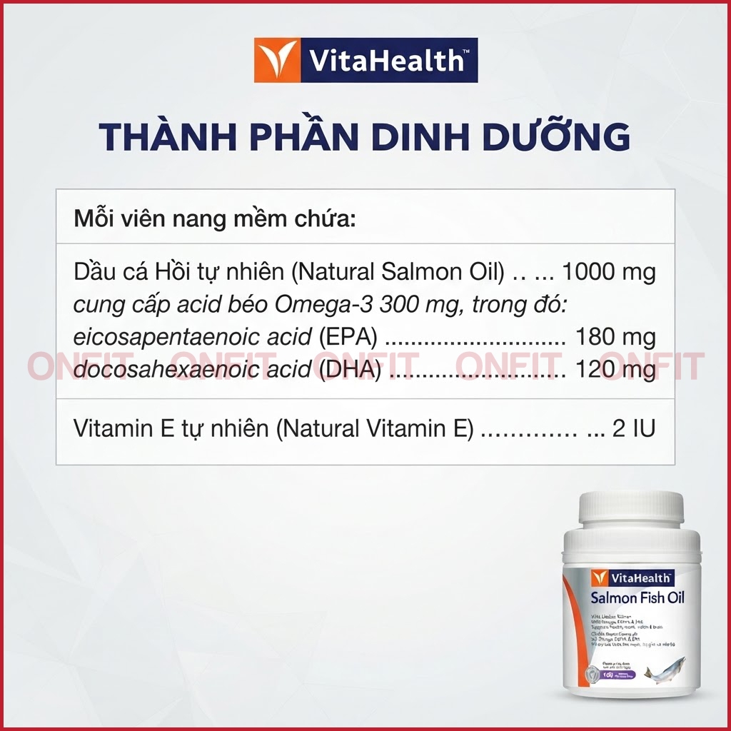 Viên Dầu Cá Hồi VitaHealth Salmon Fish Oil (100 Viên)