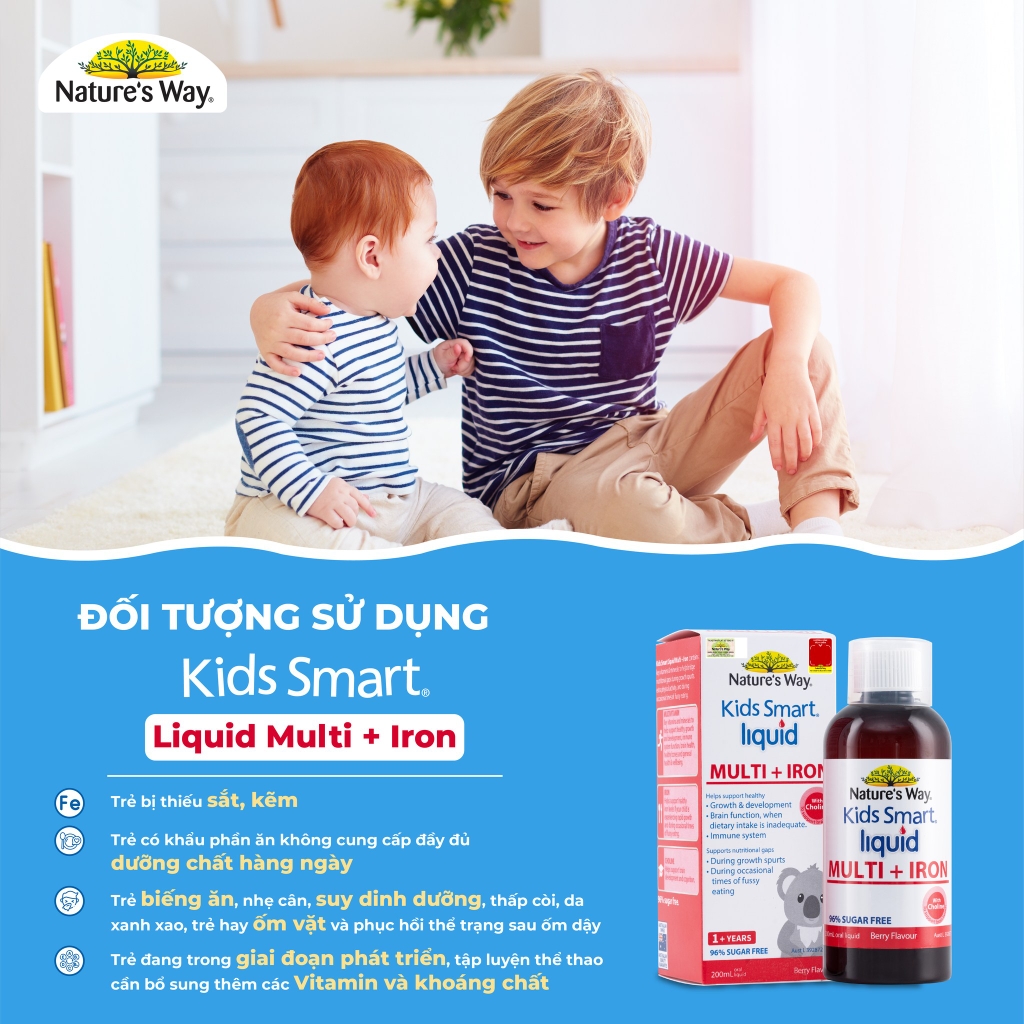 Siro Vitamin Tổng Hợp & Sắt Cho Bé Nature's Way Kids Smart Liquid Multi + Iron (200ml)